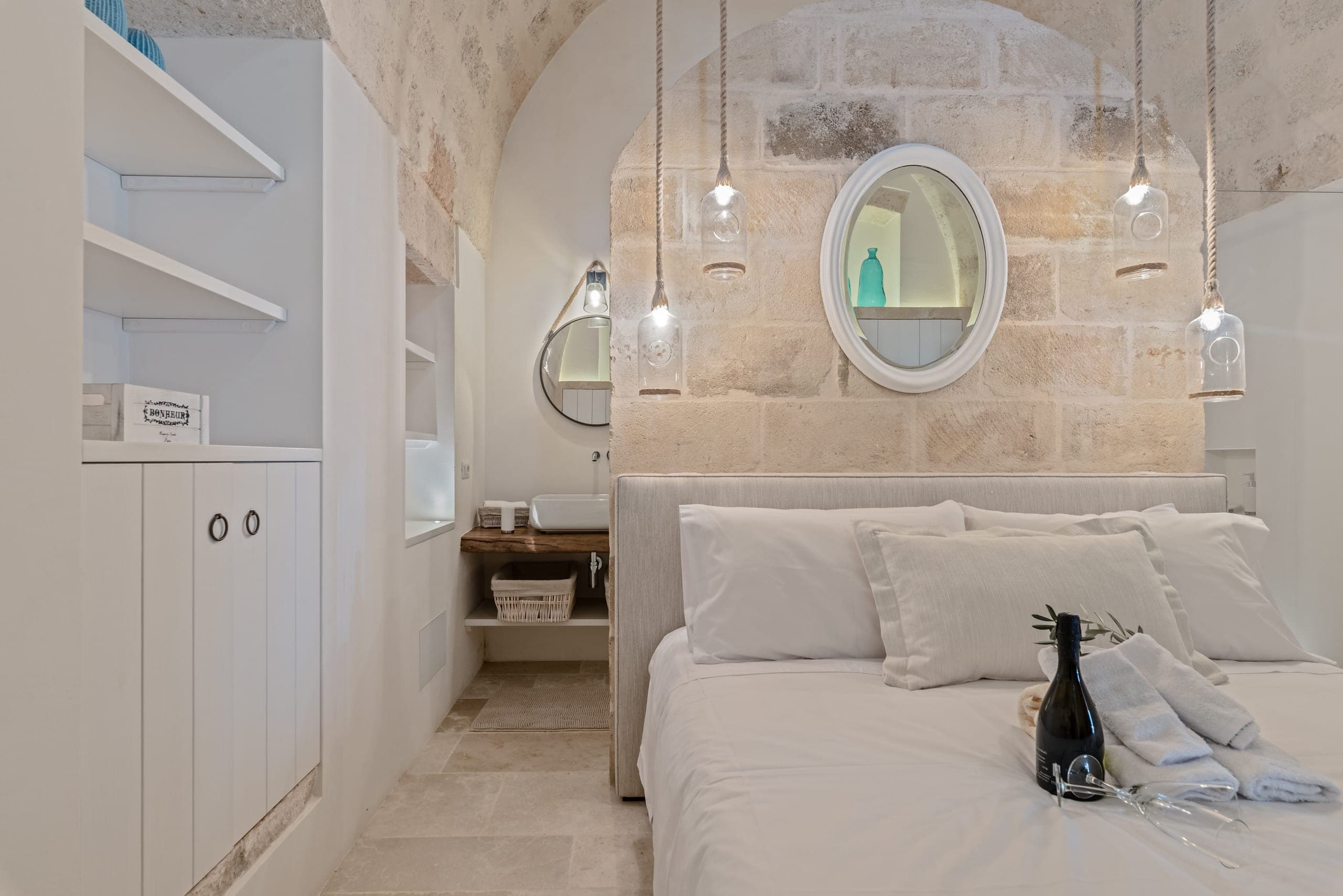The mezzanine room, two single beds above the double bed